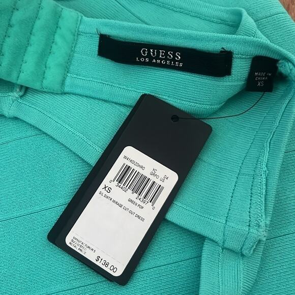 NWT Guess SWTR Mirage Cut-out Teal Mini Dress Size XS - Picture 5 of 10